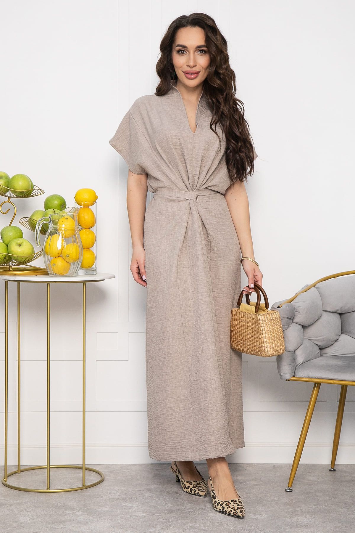 Платье Исландия (серо-коричневое) П13623-30М