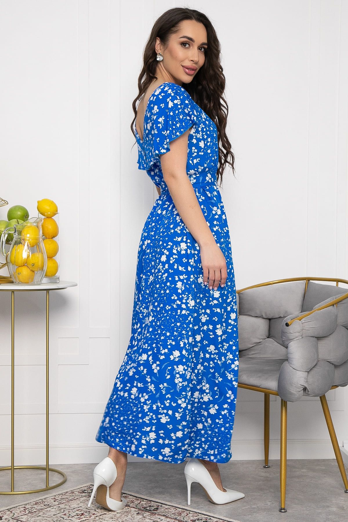 Платье Вечер свиданий (ярко-голубое) П13681-16М