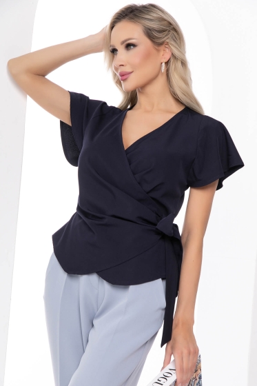Блуза на запахе (темно-синяя) Б7995