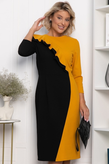 Платье Эванесса (черно-желтое) П12748-35М