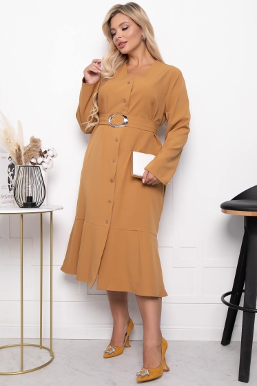 Платье "Классика в моде" (горчица) П7204