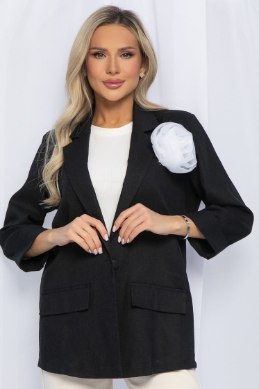 Пиджак льняной Мэрлин (черный) Б13239-7М