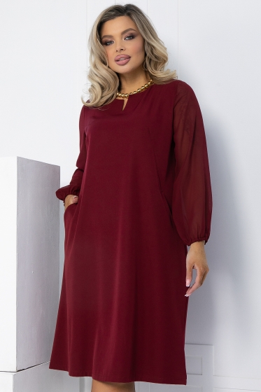 Платье Яркое пламя (бордовое) П12618-25
