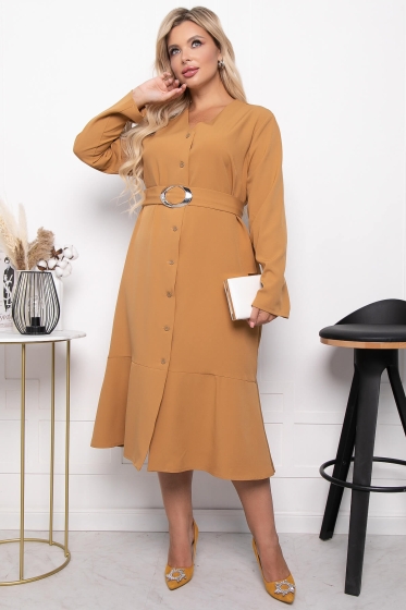 Платье "Классика в моде" (горчица) П7204